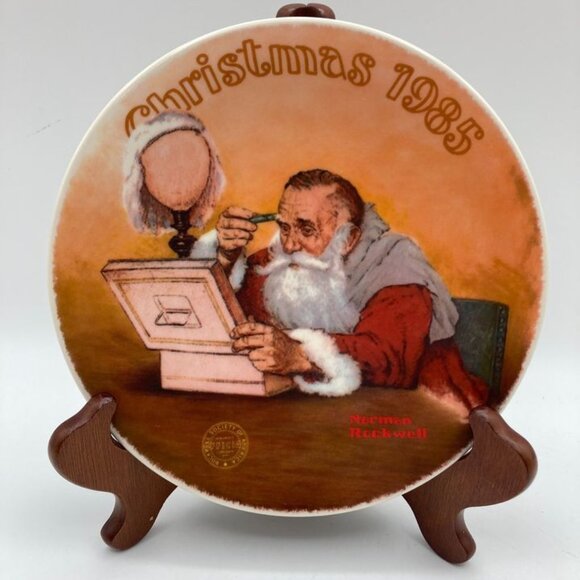 2 Vintage Norman Rockwell Christmas Plates 1984 1985 - Picture 4 of 5